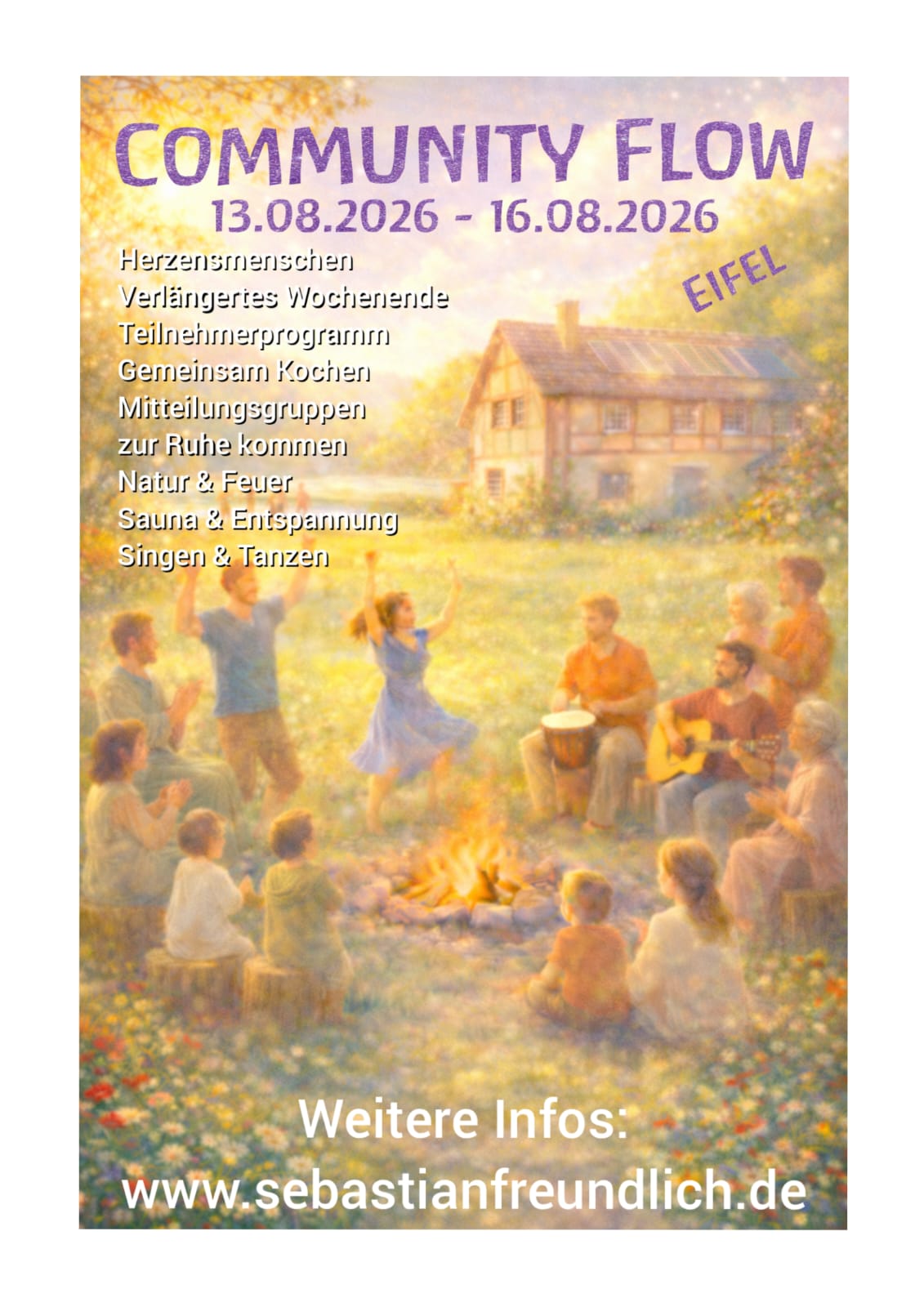 events: Flyer Sebastian Freundlich - Community flow 3 Nächte, verlängertes Wochenende