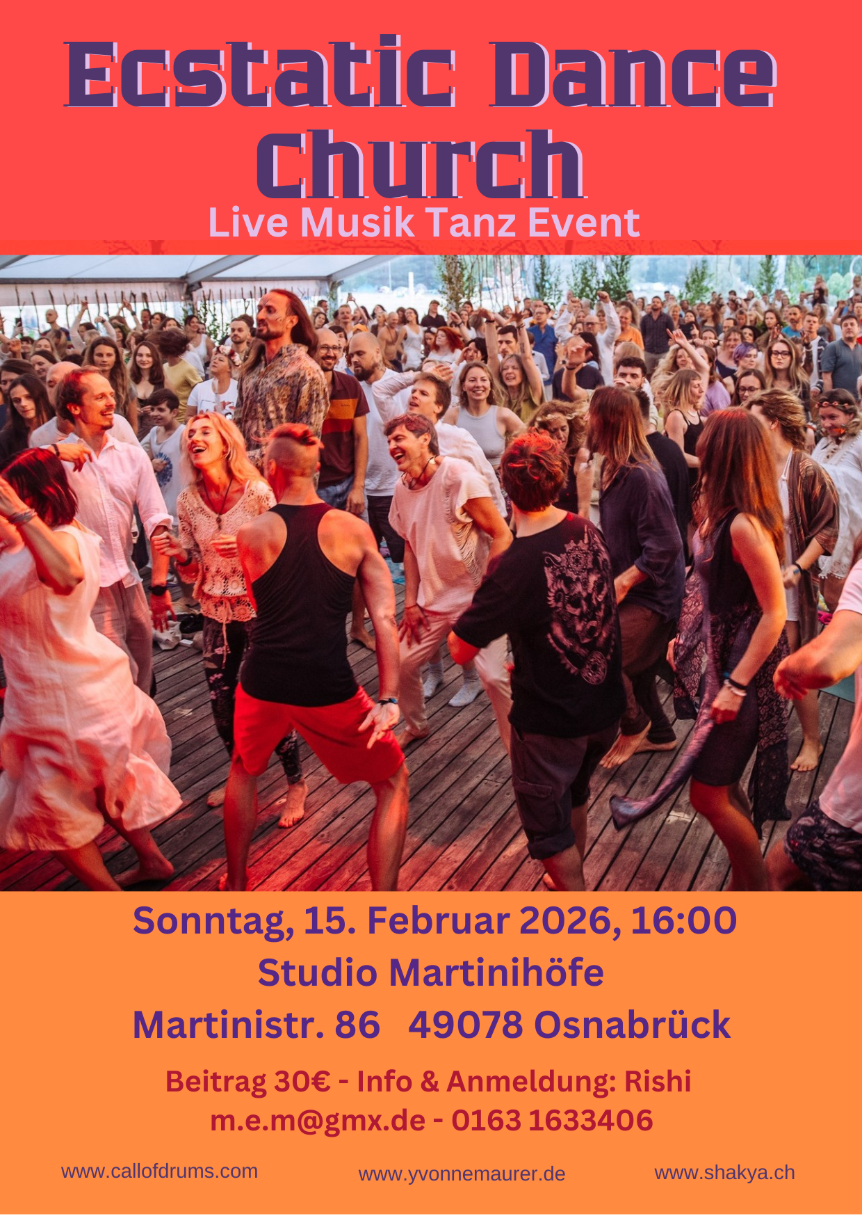 event - Das Poster zu unserer Ecstatic Dance Church in Osnabrück - Ecstatic Dance Church - Livemusik