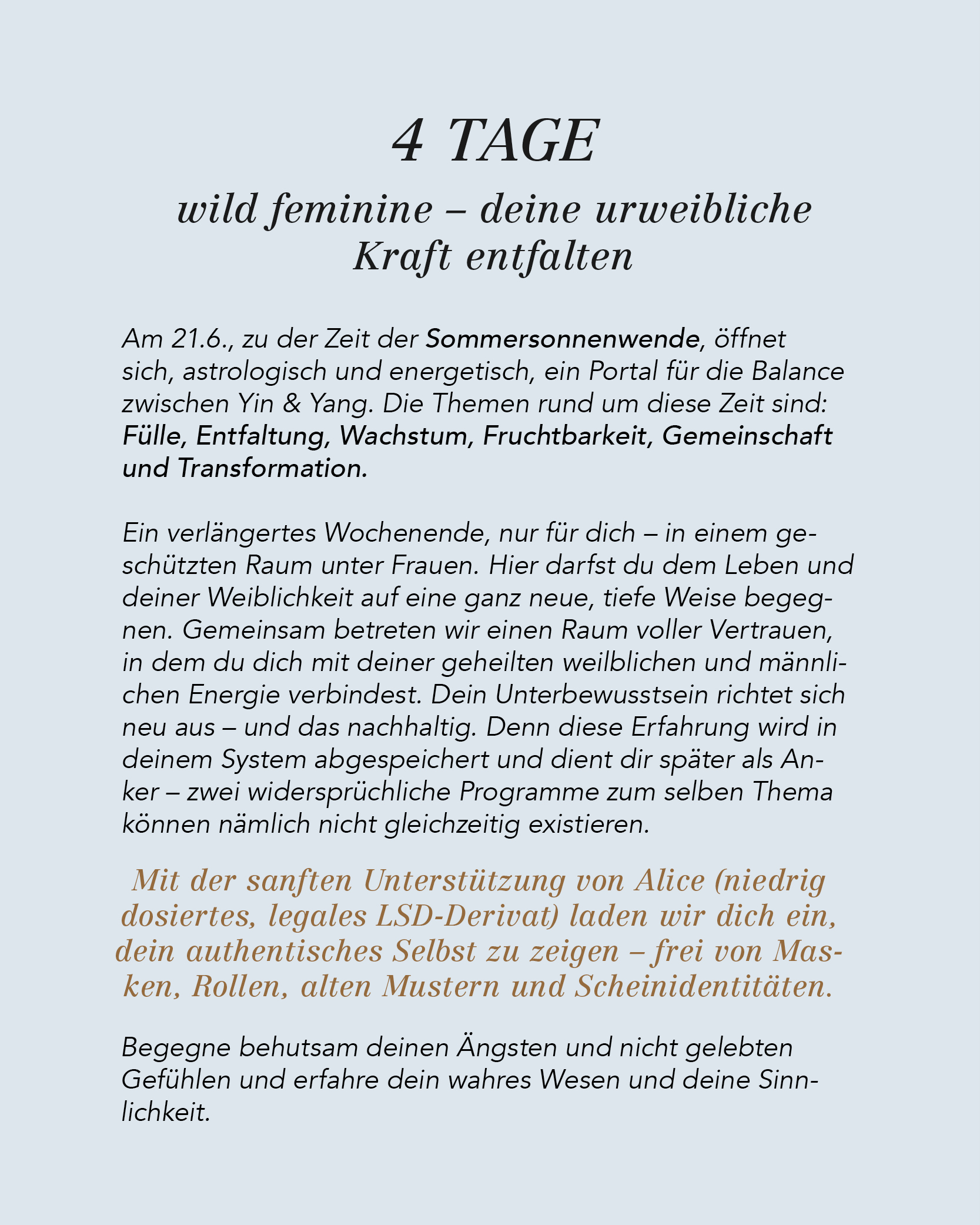 event: 4 Tage - wild feminine deine urweibliche Kraft entfalten