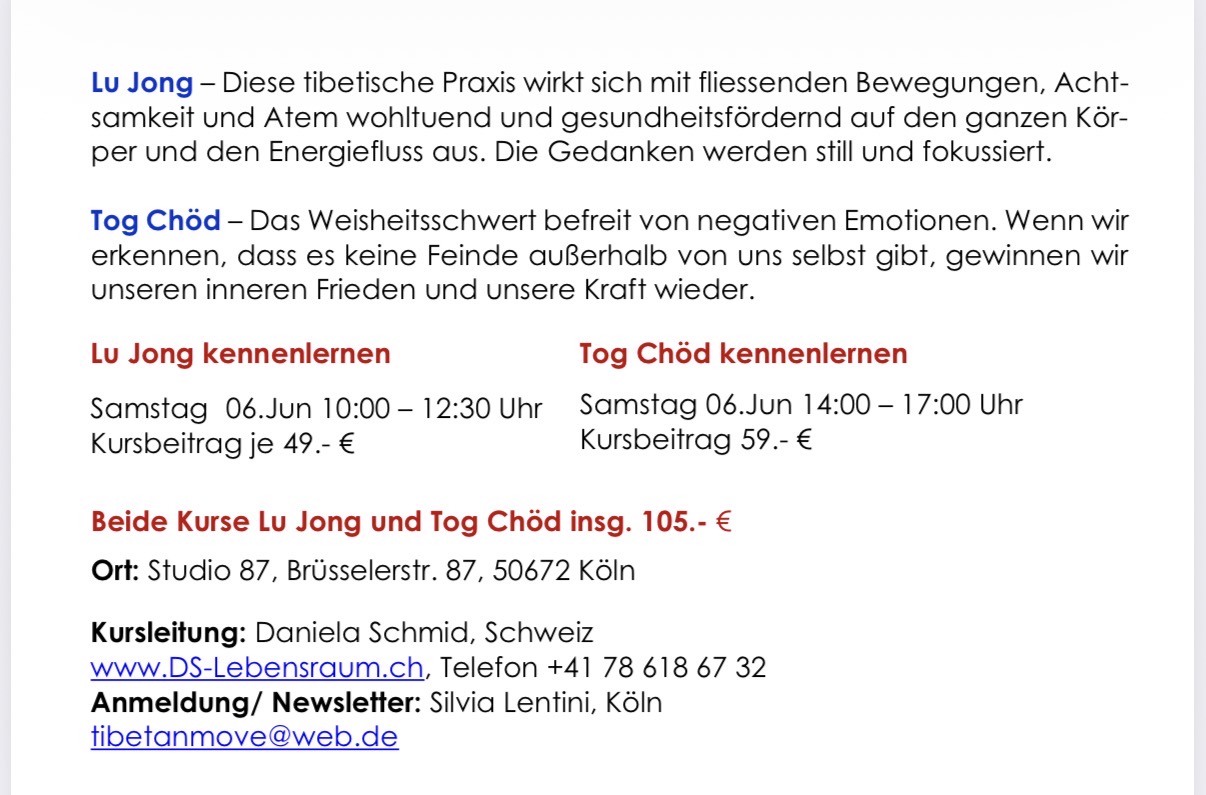 events - Ratingen Hösel - Tibetisches Heilyoga und Weisheitsschwert