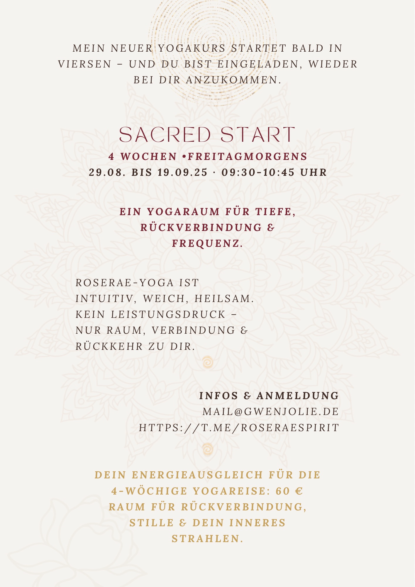 event: RoseRae-Yoga SACRED START