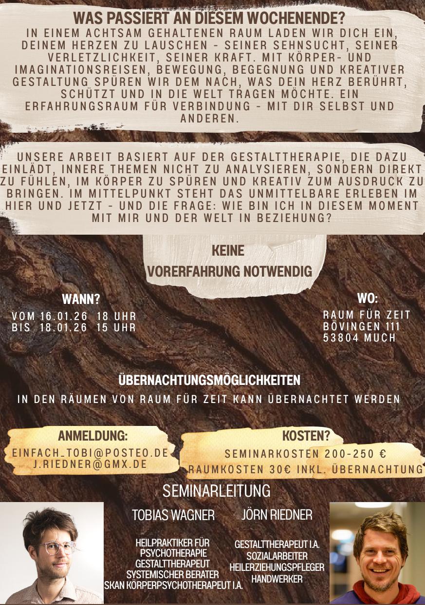 events - Oberbergischer Kreis - Berührtes Herz - ein gestalttherapeutisches Selbsterfahrungswochenende