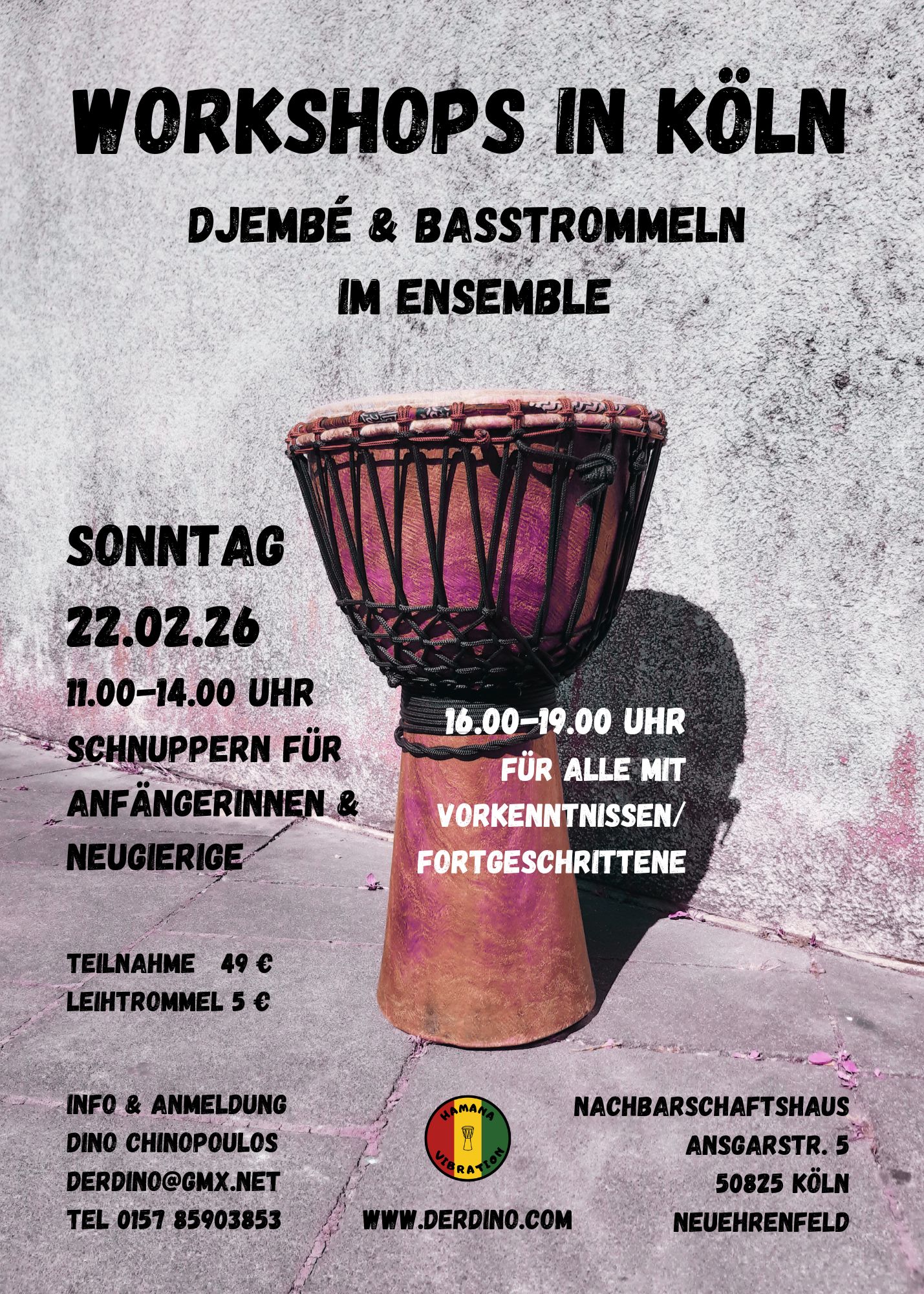 events - Kategorie: Singen - Kürten - Trommelworkshop für Anfänger ohne/mit wenig Vorkenntnissen & Fortgeschrittene