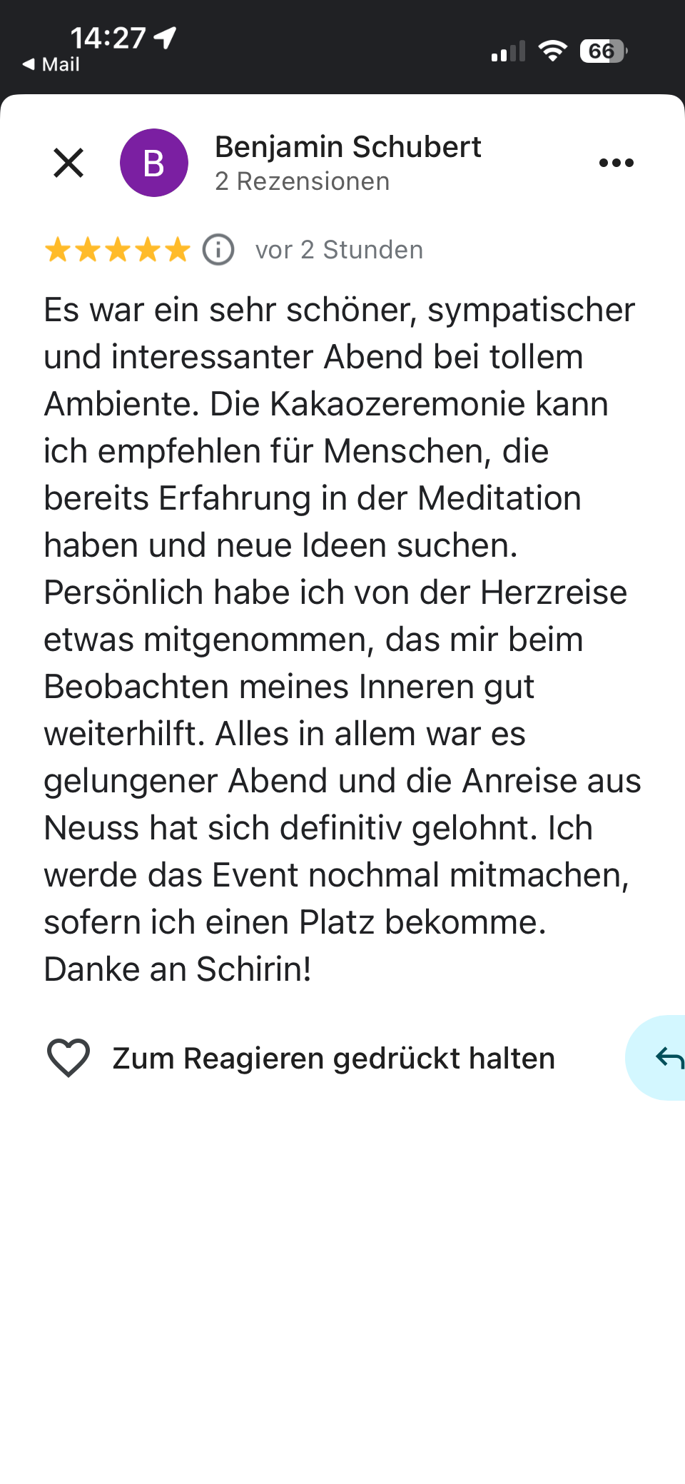 event: Feedback 1 - Herzreise und Kakao