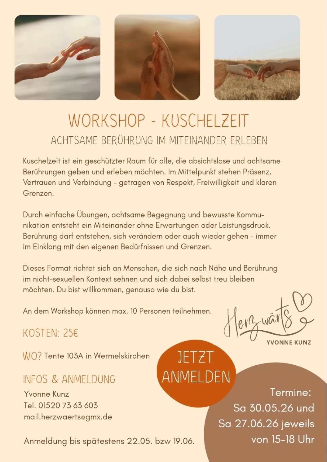 events - Wermelskirchen - Kuschelzeit - Achtsame Berührung im Miteinander erleben