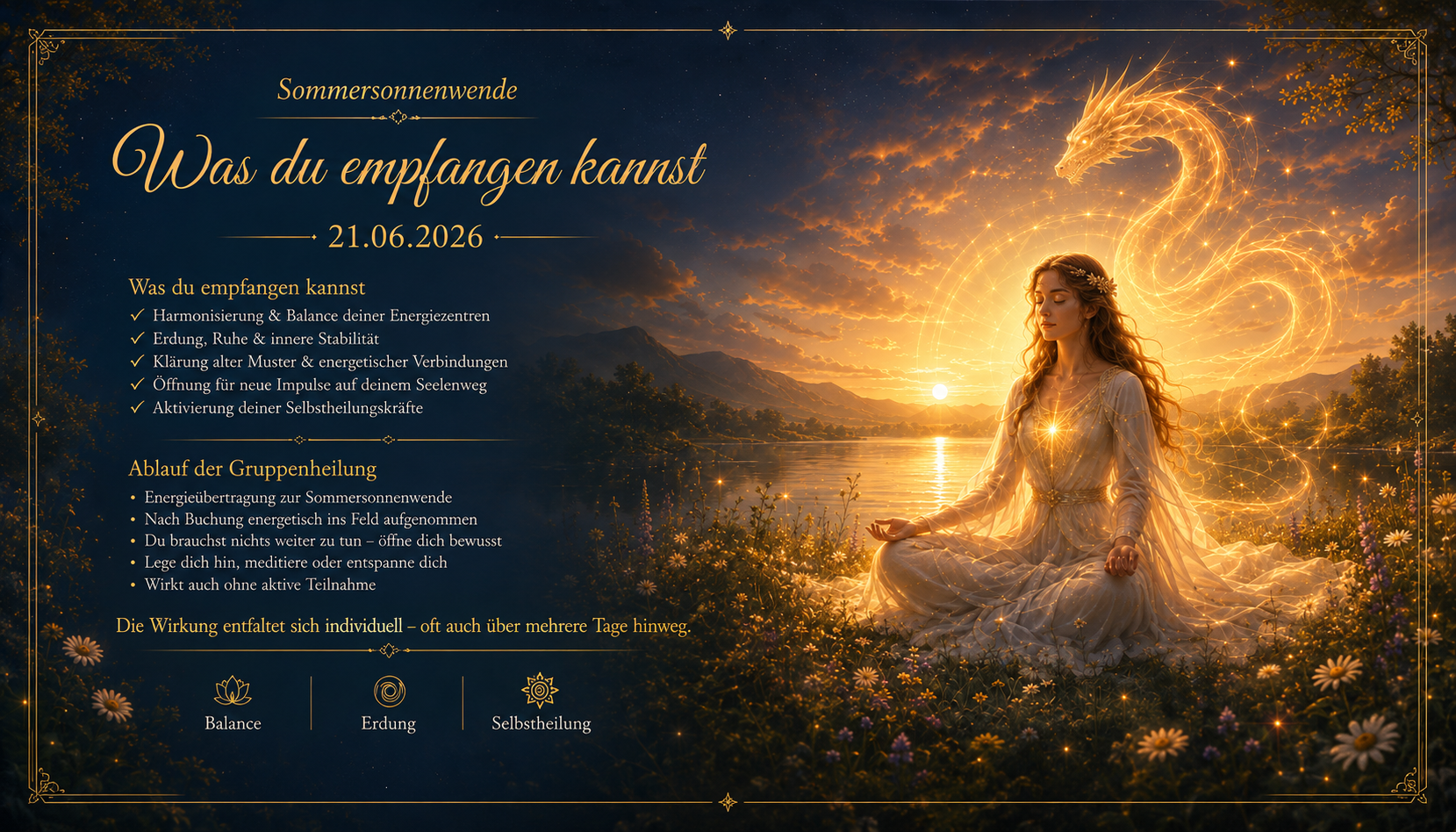 event: Energetische Gruppenheilung zur Sommersonnenwende 🌞 mit Reiki & Drachenenergie (Fernheilung)