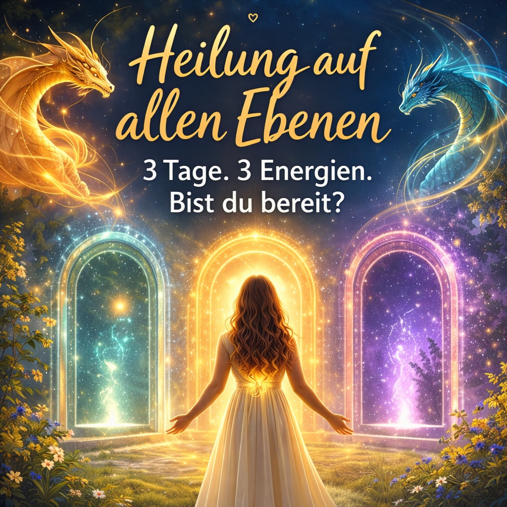 events - Heilung auf allen Ebenen
Energieheilung an drei Abenden hintereinander, ein Raum für intensive Heilung. - Portaltage-Heilraum | 3 Abende Gruppenheilung für Klärung, Lösung & Rückholung (Fernheilung)