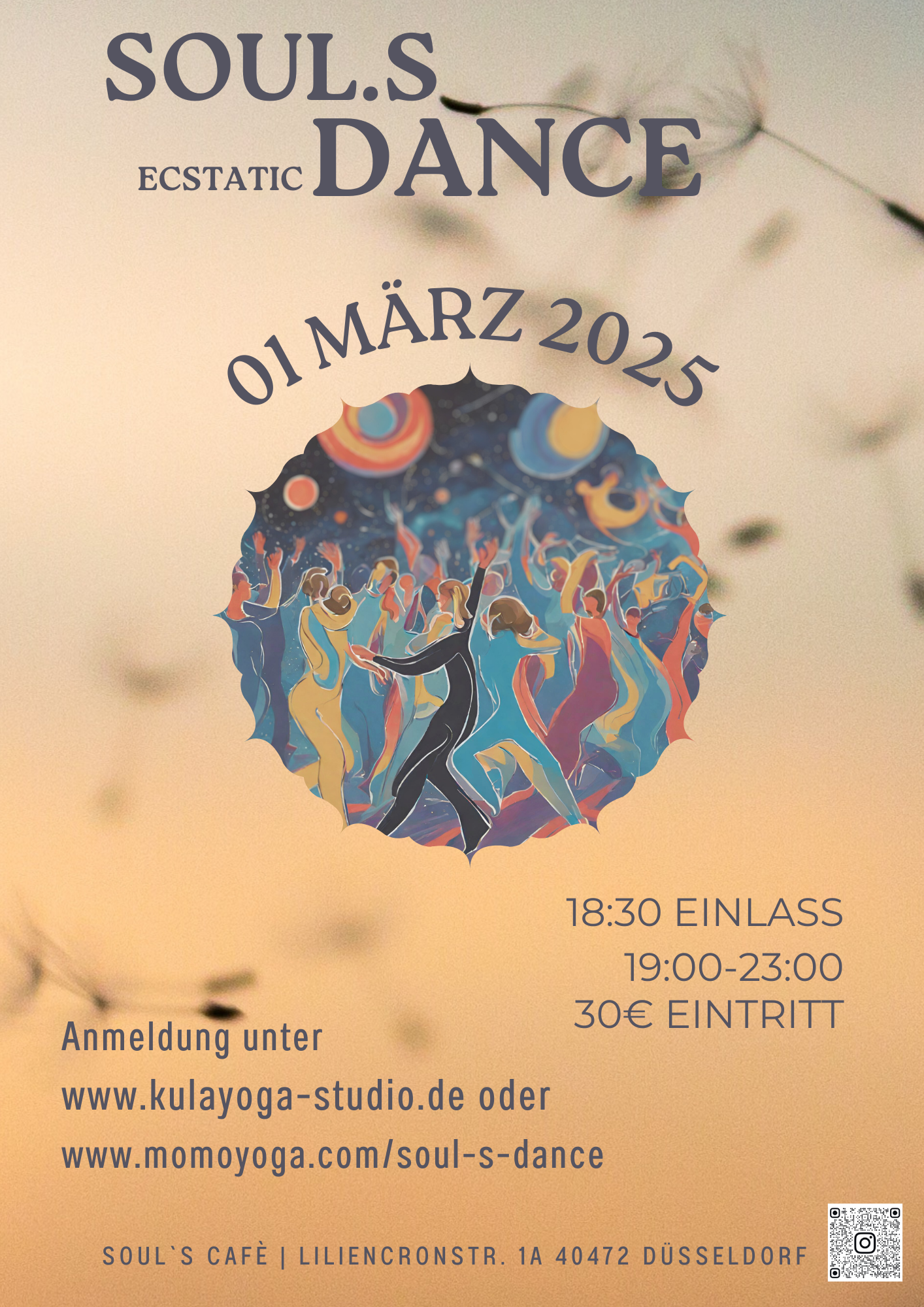 event: Flyer mit allen wichtigen Daten - Soul.s Ecstatic Dance